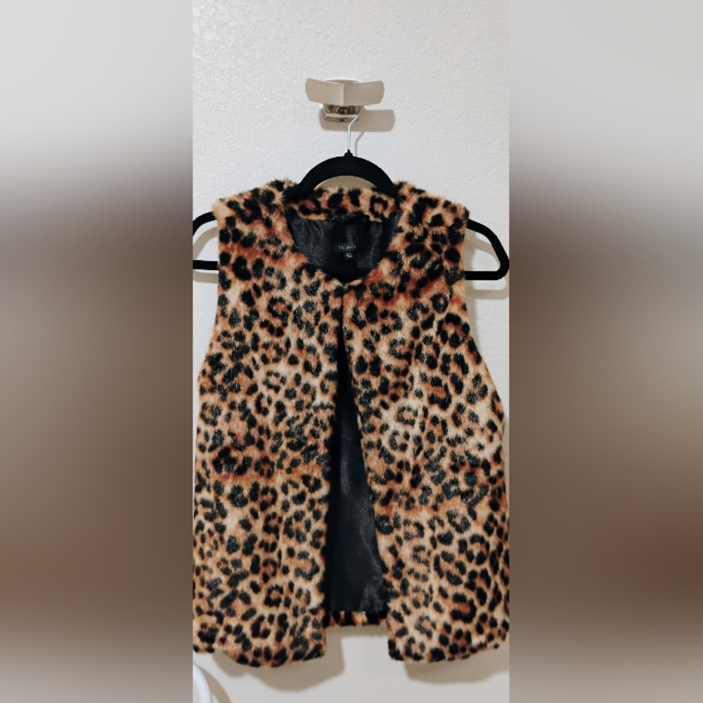 Talbots Animal Print Faux Fur Vest